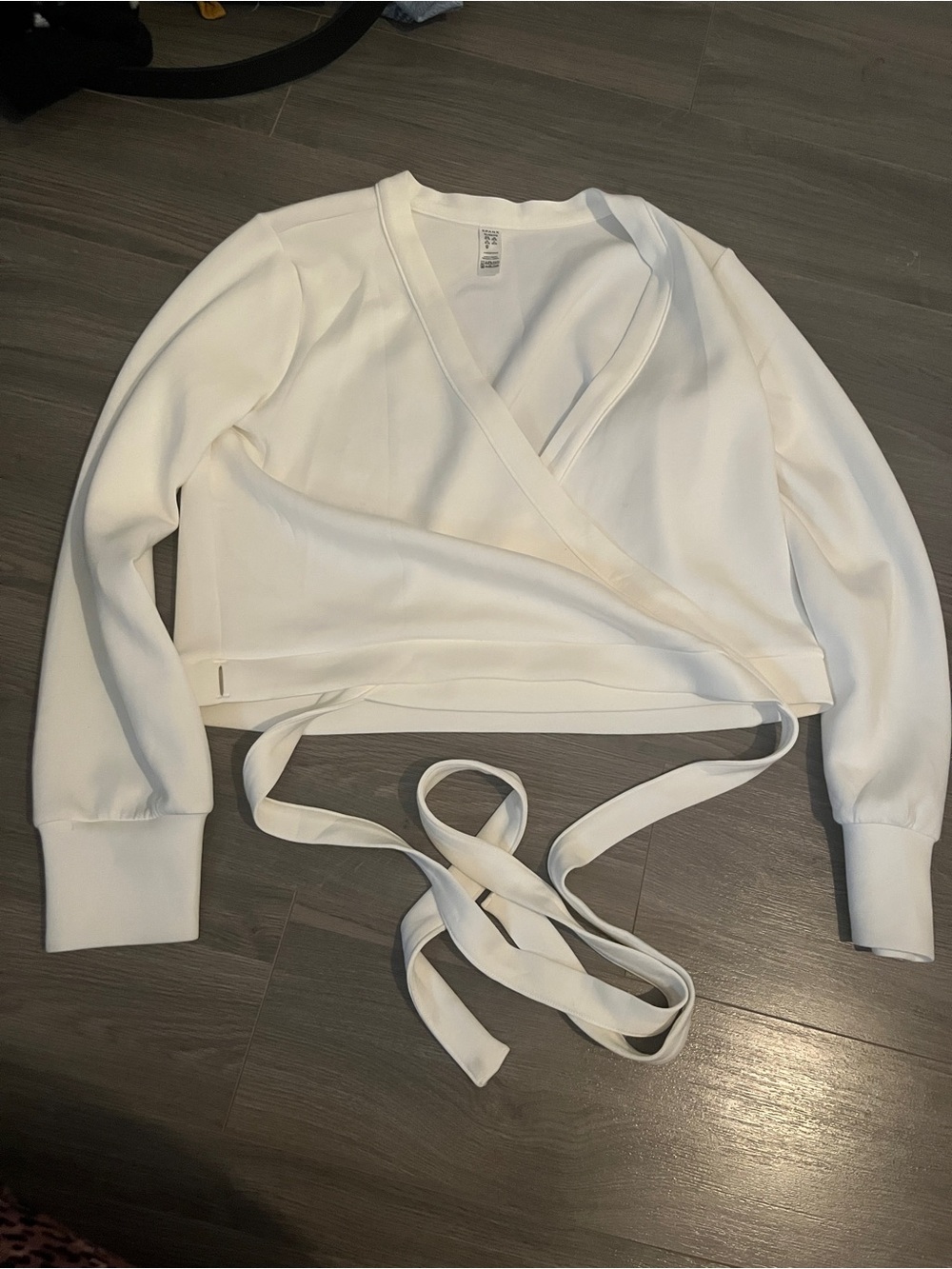 SPANX White Wrap Tie Crop Top